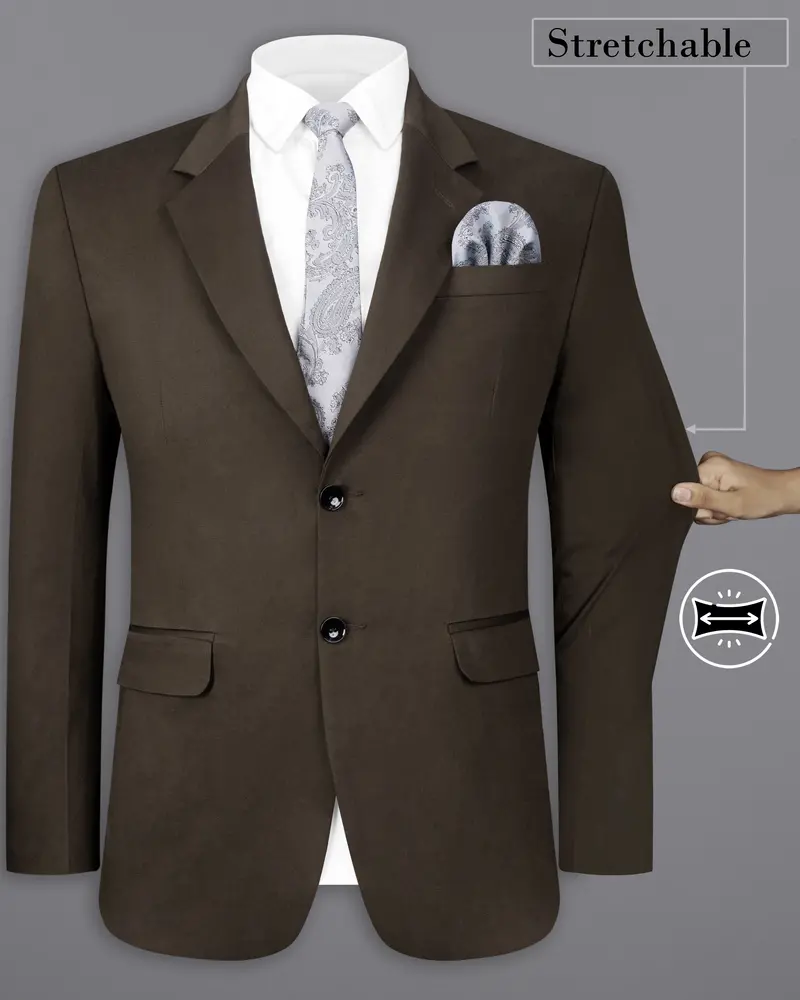 Walnut Brown Solid Stretchable Premium Cotton Traveler Blazer 2