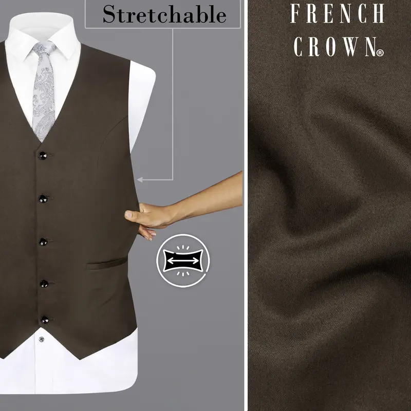 Walnut Brown Solid Stretchable Premium Cotton Traveler Waistcoat 1