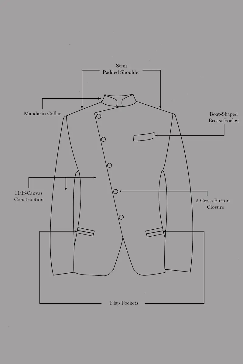 Walnut Brown Stretchable Premium Cotton Cross Placket Bandhgala Traveler Blazer 11