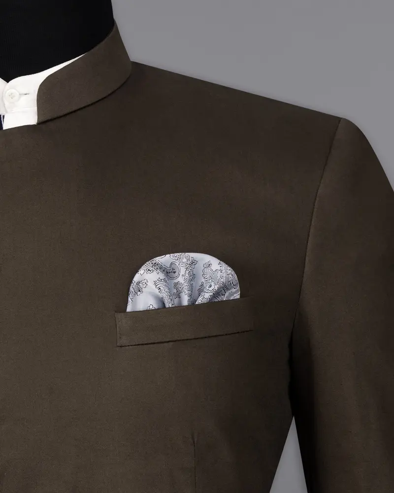 Walnut Brown Stretchable Premium Cotton Cross Placket Bandhgala Traveler Blazer 6