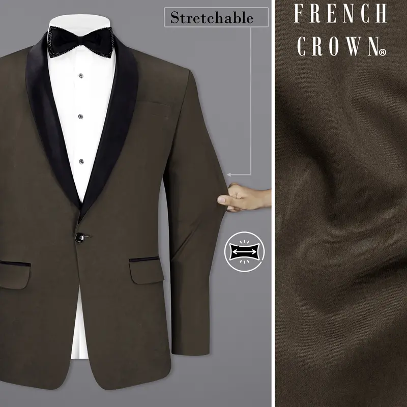 Walnut Brown Stretchable Premium Cotton Tuxedo Traveler Blazer 1