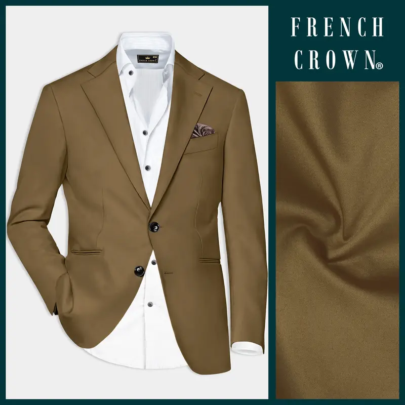 Walnut Luxe-Arrowtown Brown Solid Cotton Single Breasted Blazer 1