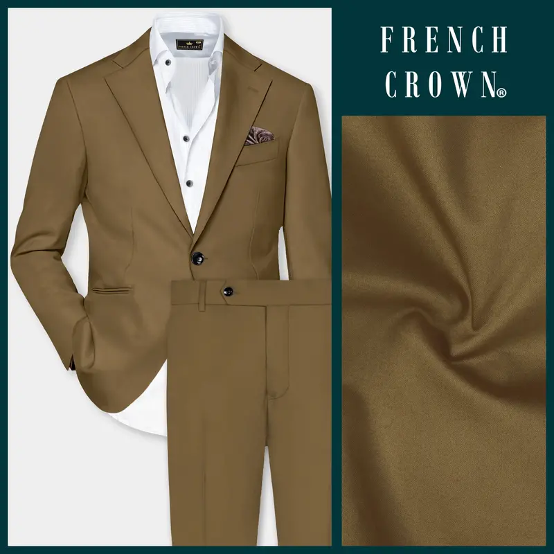 Walnut Luxe-Arrowtown Brown Solid Cotton Single Breasted Suit 1