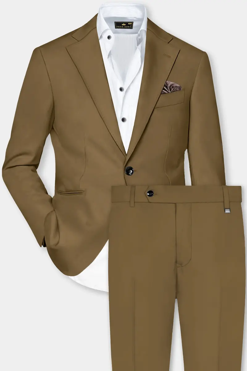 Walnut Luxe-Arrowtown Brown Solid Cotton Single Breasted Suit 2