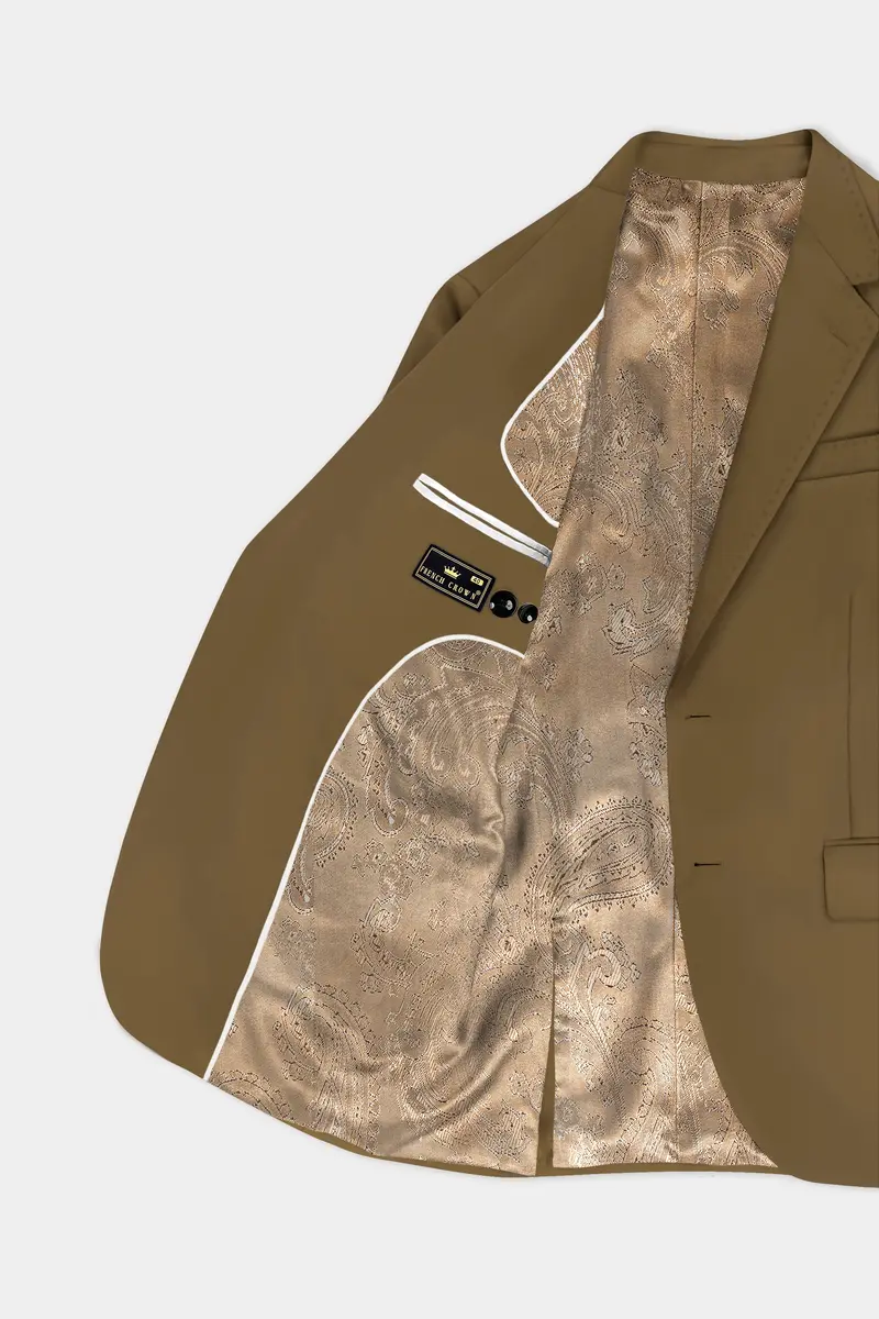 Walnut Luxe-Arrowtown Brown Solid Cotton Single Breasted Suit 5