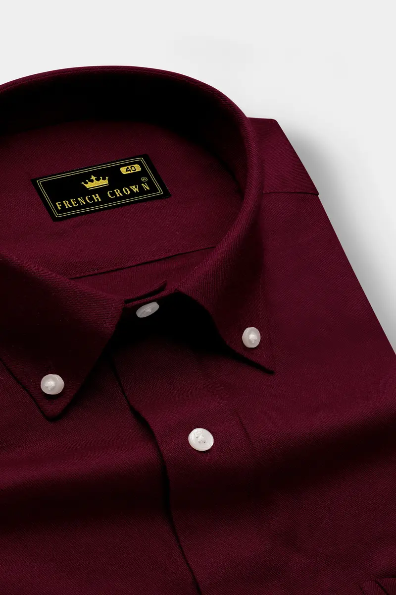 Walnut Maroon Button Down Flannel Shirt 2