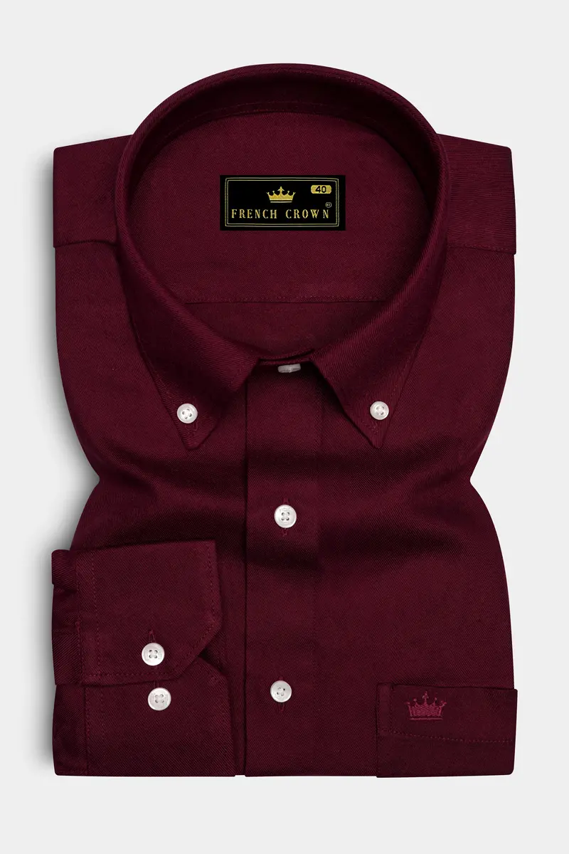 Walnut Maroon Button Down Flannel Shirt 4