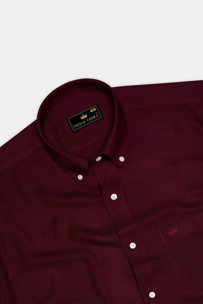 Walnut Maroon Button Down Flannel Shirt 5