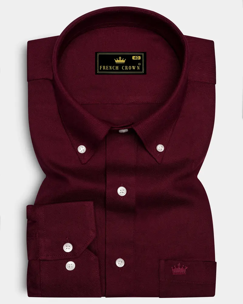 Walnut Maroon Button Down Flannel Shirt 6