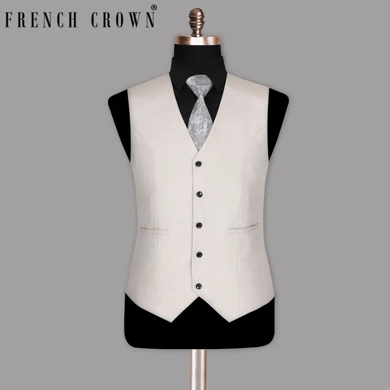Wan White Textured Waistcoat 1