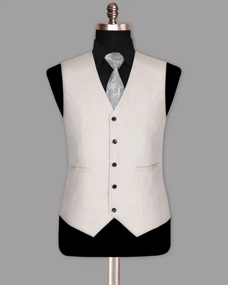 Wan White Textured Waistcoat 2