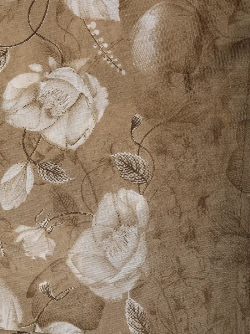 Warm Taupe Brown Floral Woven Design Cotton Blend Saree 2