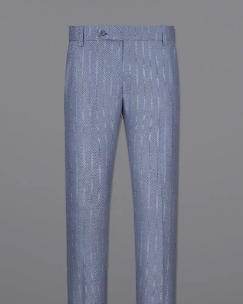 Waterloo Blue Striped Double Breasted Designer Overcoat With Pant 11