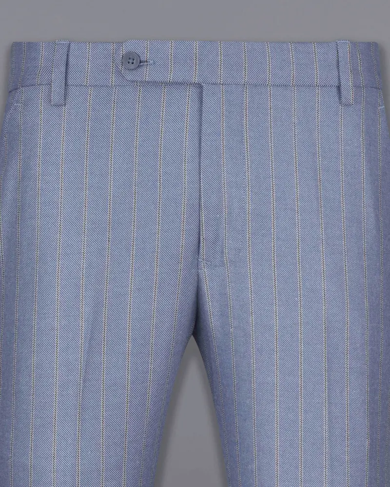 Waterloo Blue Striped Double Breasted Designer Overcoat With Pant 12