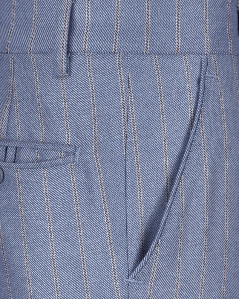 Waterloo Blue Striped Double Breasted Designer Overcoat With Pant 13
