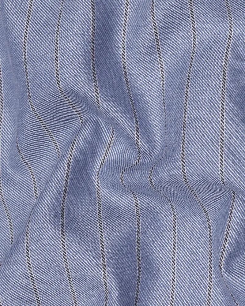 Waterloo Blue Striped Double Breasted Designer Overcoat With Pant 3