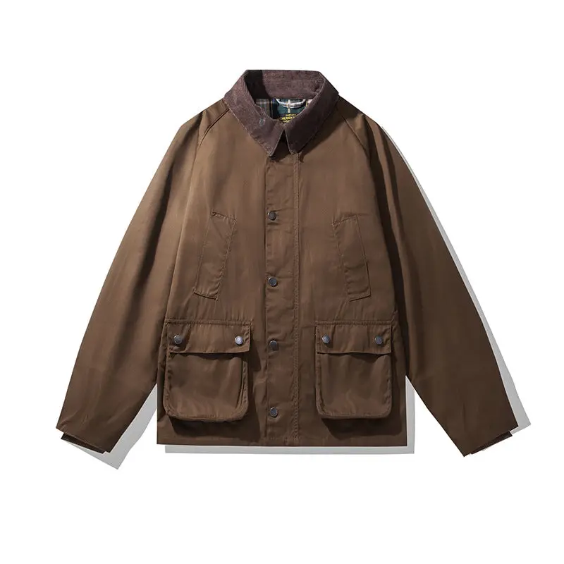 Waterproof Wax-Cotton Hunting Trench Coat with Tooling Details