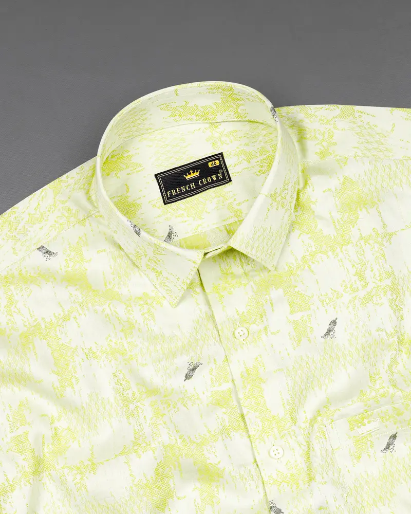 Wattle Mint Faded Feather Jacquard Textured Premium Giza Cotton Shirt 4