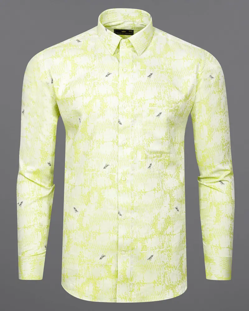 Wattle Mint Faded Feather Jacquard Textured Premium Giza Cotton Shirt 5