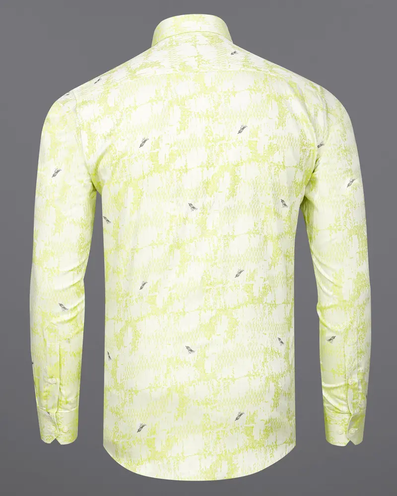 Wattle Mint Faded Feather Jacquard Textured Premium Giza Cotton Shirt 6