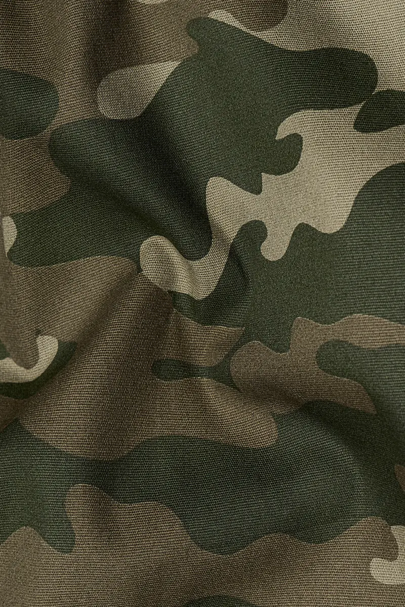 Wenge Brown With Charcoal Green Camouflage Printed Royal Oxford Designer Shirt 3
