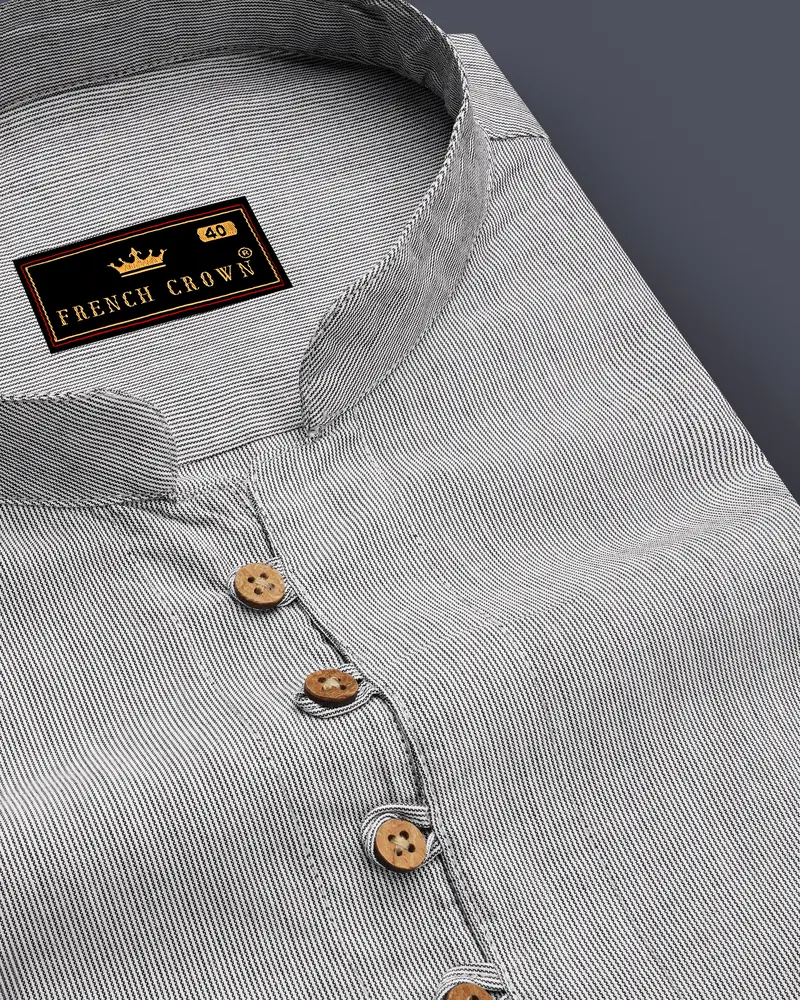 Wenge Gray Pinstriped Premium Cotton Kurta Shirt 6