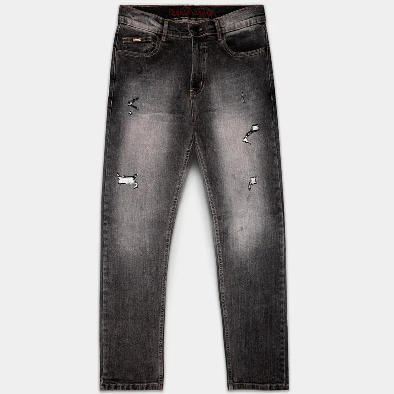 Wenge Gray Stone Washed Textured Stretchable Denim 1