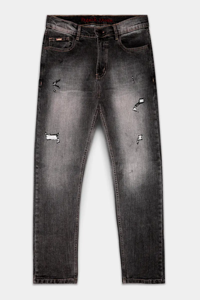 Wenge Gray Stone Washed Textured Stretchable Denim 2