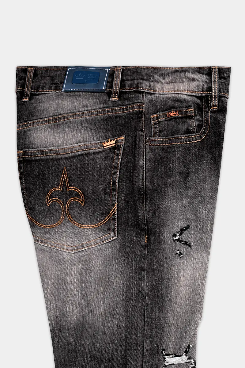 Wenge Gray Stone Washed Textured Stretchable Denim 7