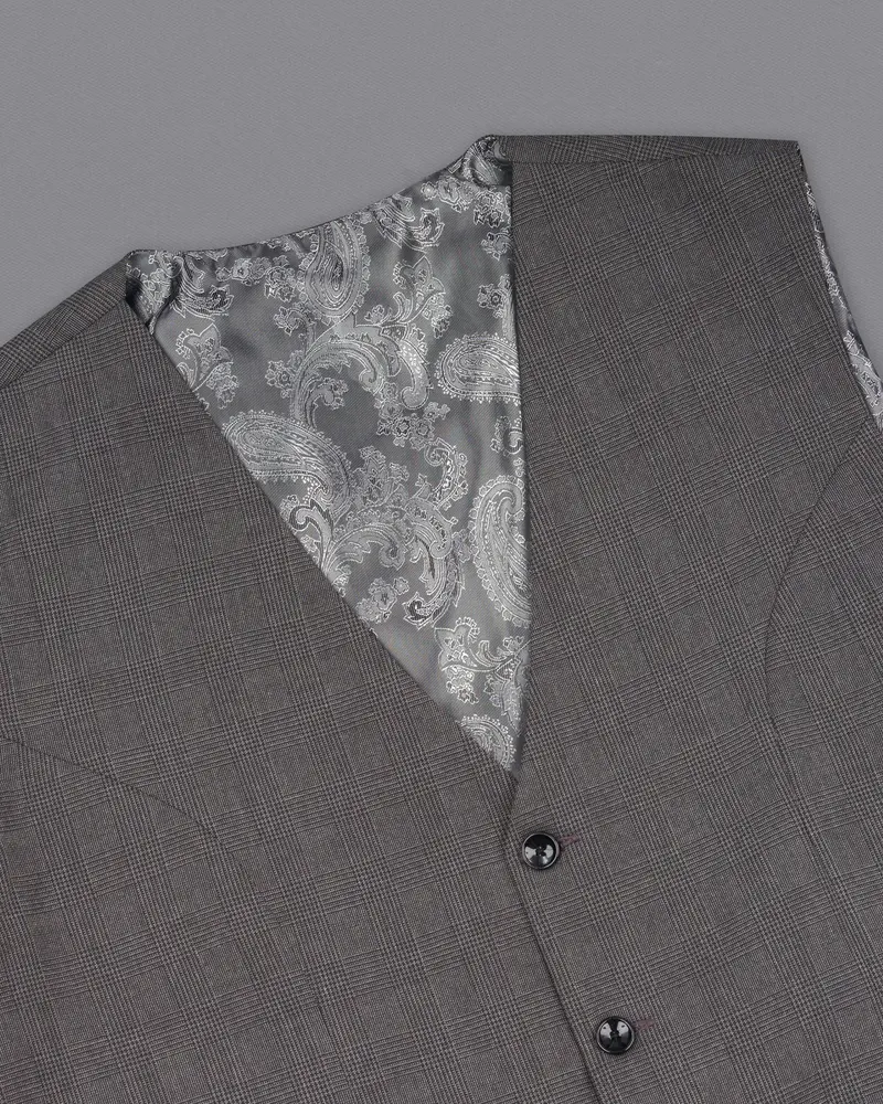 Wenge Gray Subtle Plaid Waistcoat 4