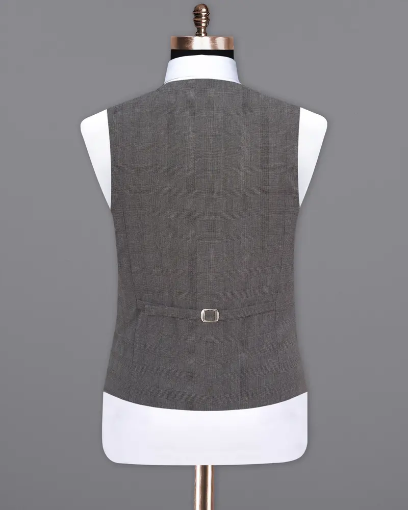 Wenge Gray Subtle Plaid Waistcoat 6