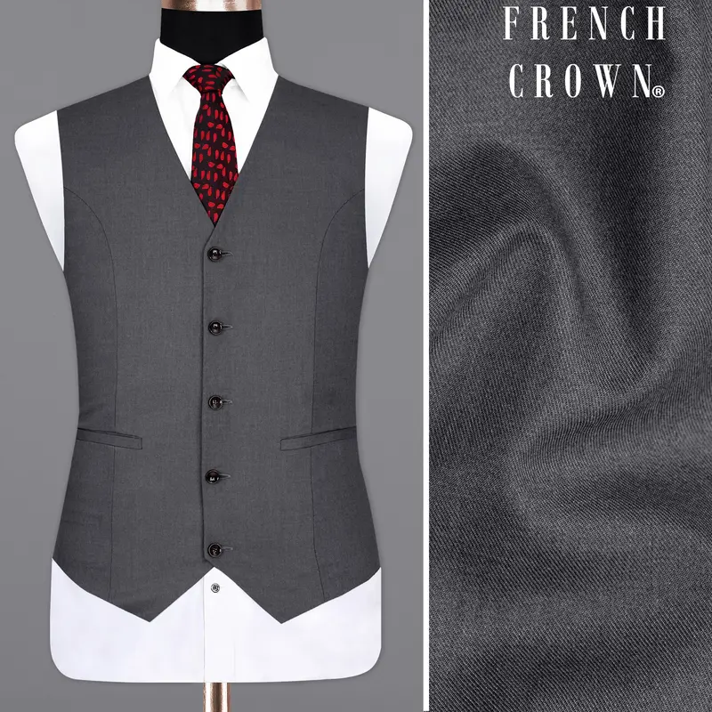Wenge Gray Textured Waistcoat 1