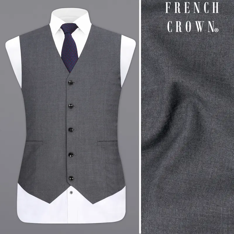 Wenge Gray Textured Waistcoat 1
