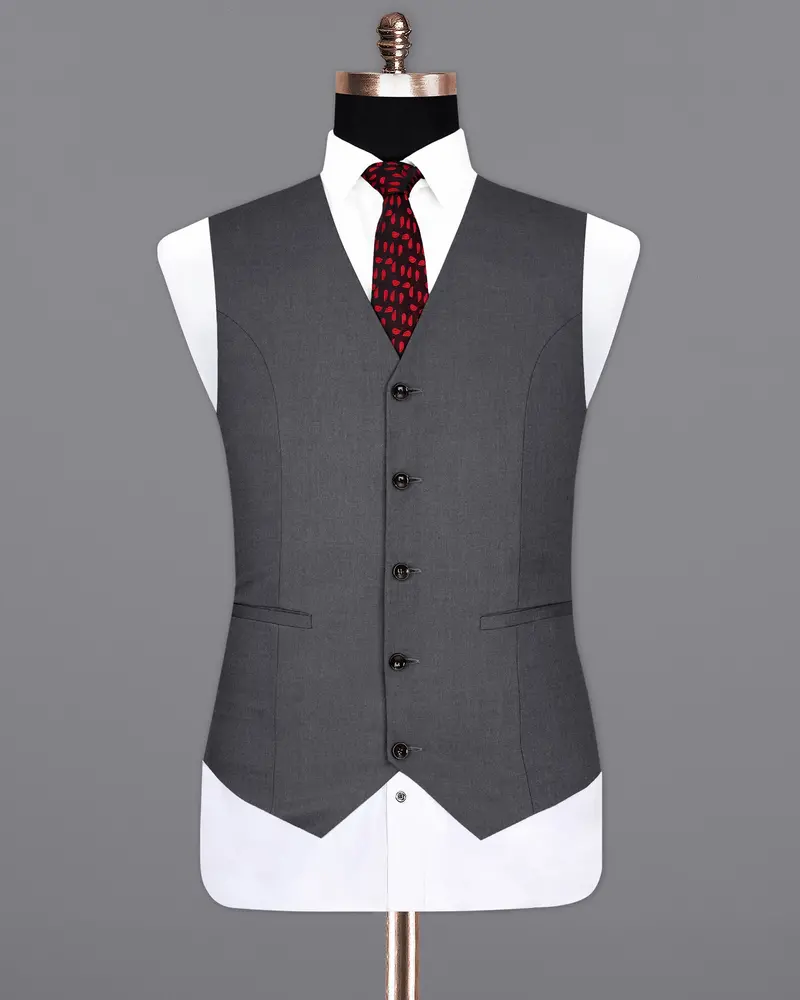 Wenge Gray Textured Waistcoat 2