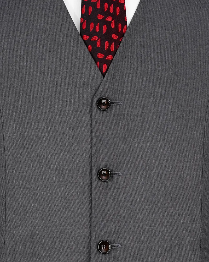 Wenge Gray Textured Waistcoat 5
