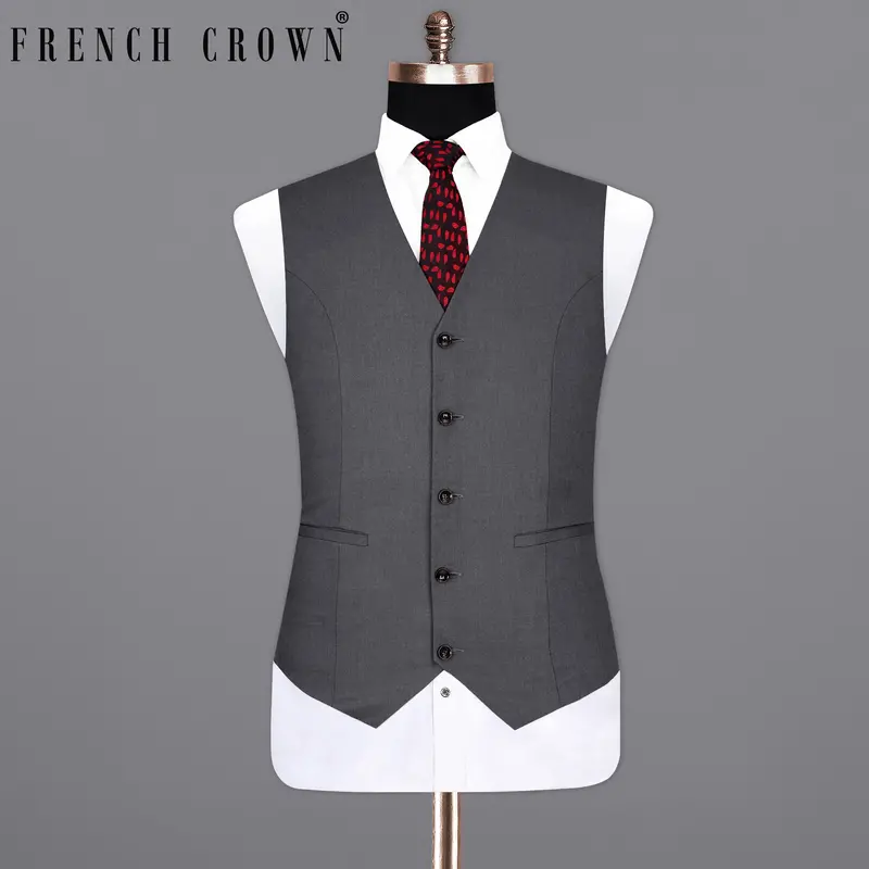 Wenge Gray Textured Waistcoat 7