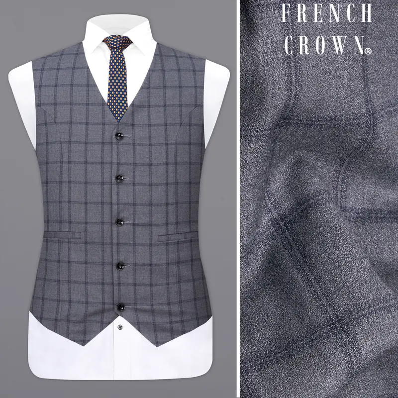 Wenge Gray Windowpane Designer Waistcoat 1