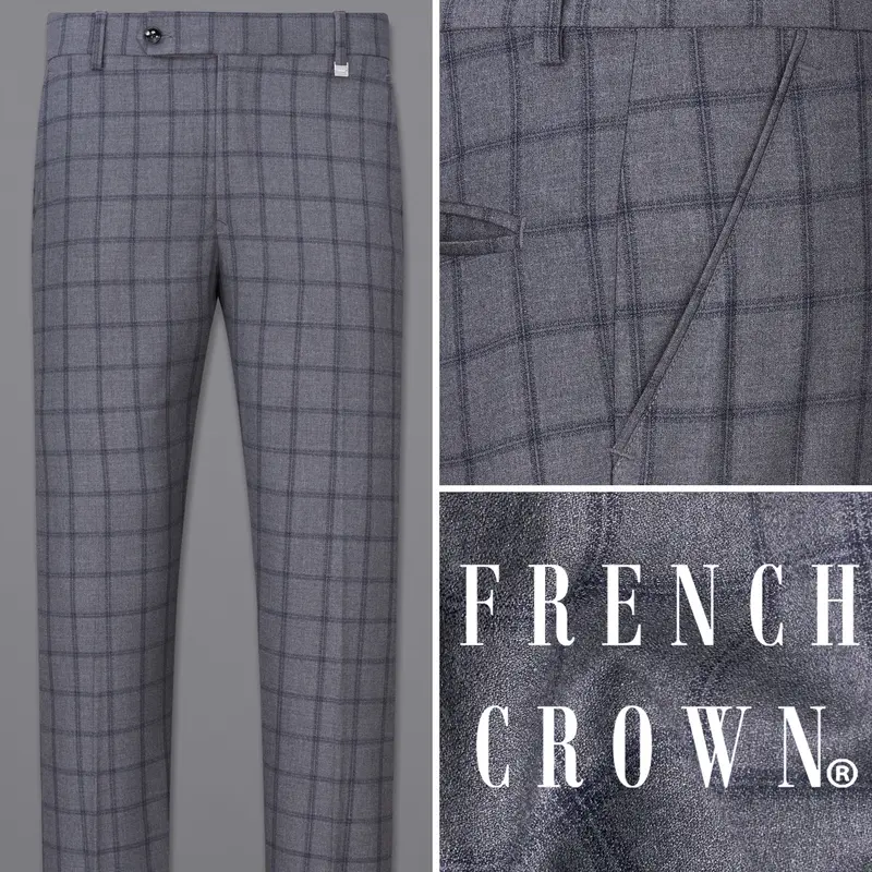 Wenge Gray Windowpane Pant 1