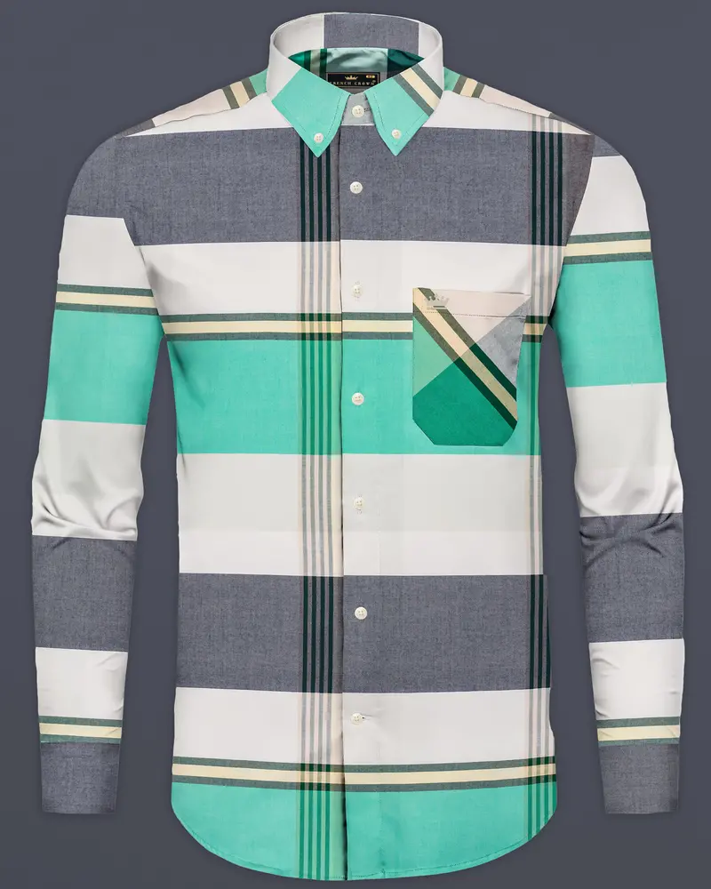 Wenge Gray With Eden Green Multicolour Royal Oxford Shirt 1