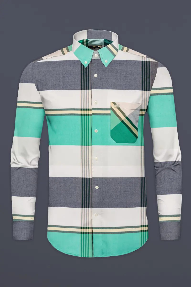 Wenge Gray With Eden Green Multicolour Royal Oxford Shirt 2