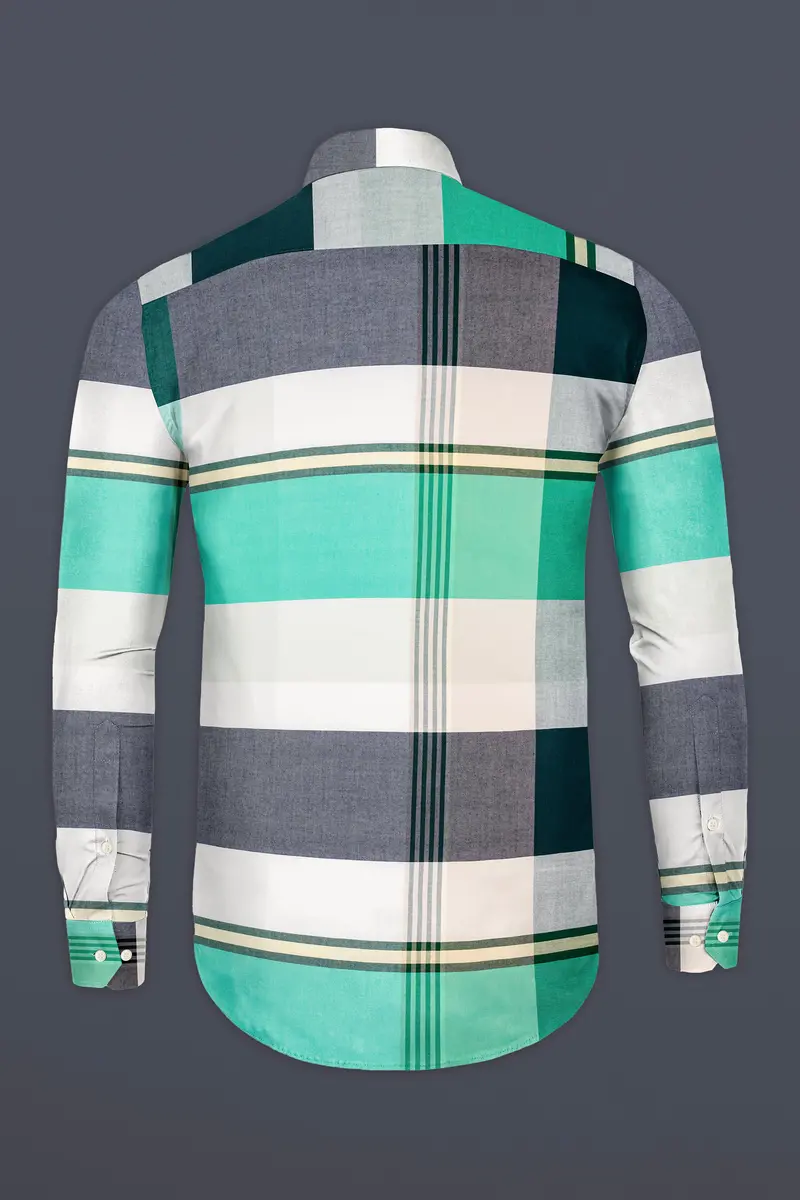 Wenge Gray With Eden Green Multicolour Royal Oxford Shirt 6