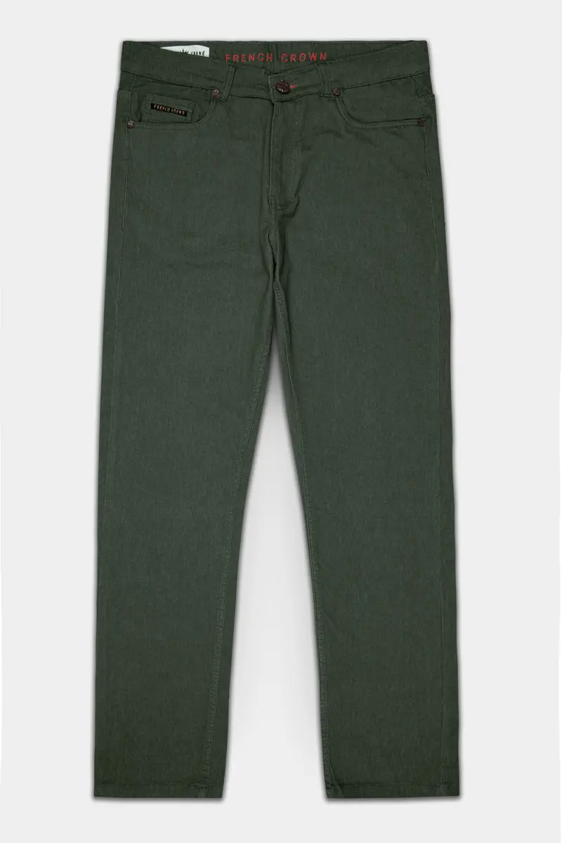 Wenge Green Rinse Wash Clean Look Stretchable Denim 2