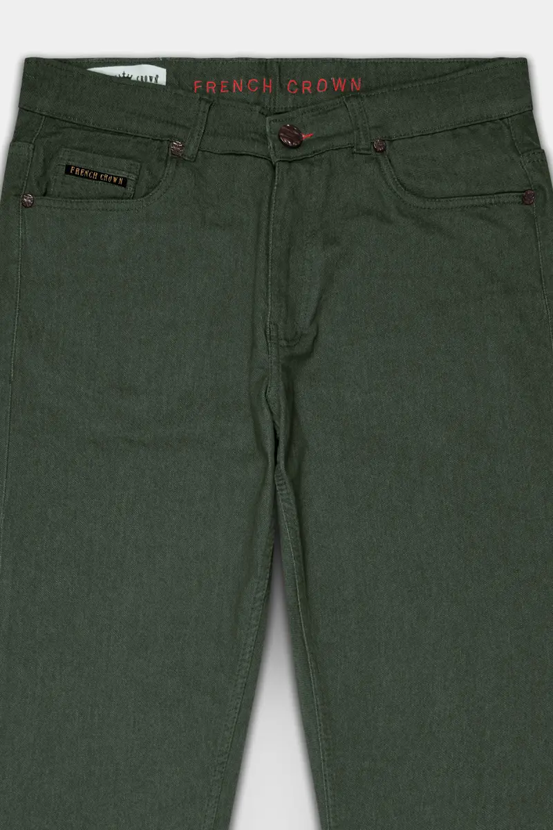 Wenge Green Rinse Wash Clean Look Stretchable Denim 4