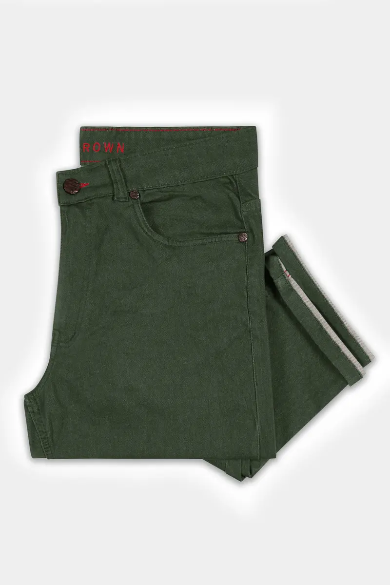 Wenge Green Rinse Wash Clean Look Stretchable Denim 5