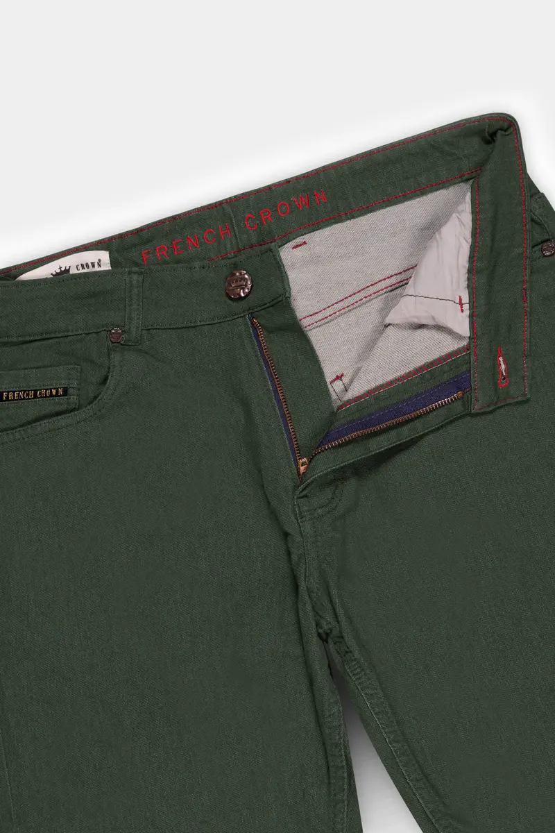 Wenge Green Rinse Wash Clean Look Stretchable Denim 6