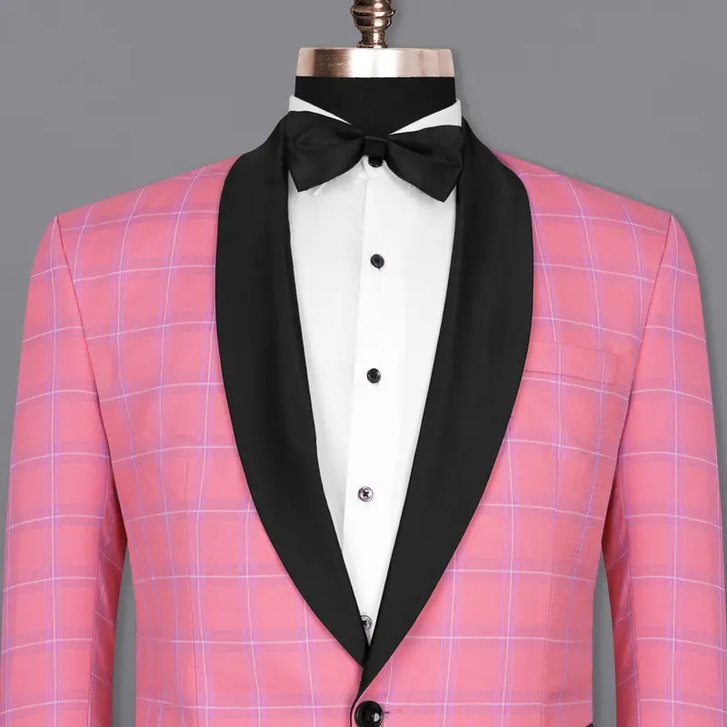 Wewak Pink Windowpane Woolrich Tuxedo Blazer 1