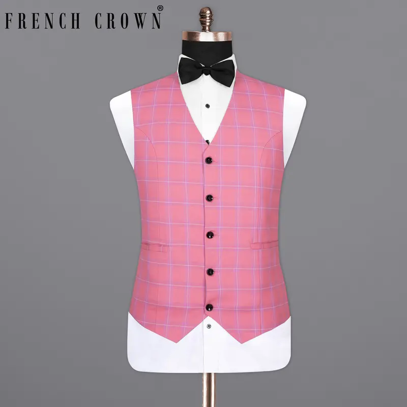 Wewak Pink Windowpane Woolrich Waistcoat 1