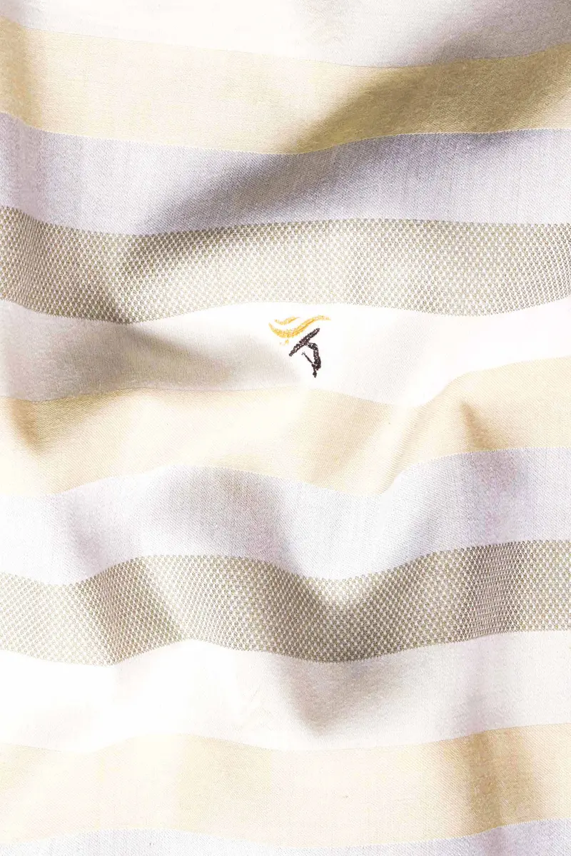 Wheatfield Beige And Spring Rain Brown Multicolour Jacquard Textured Premium Giza Cotton Shirt 2
