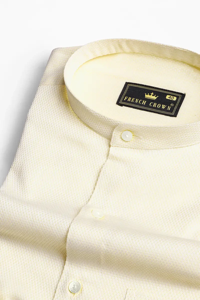 Wheatfield Beige Dobby Textured Premium Giza Cotton Shirt 1