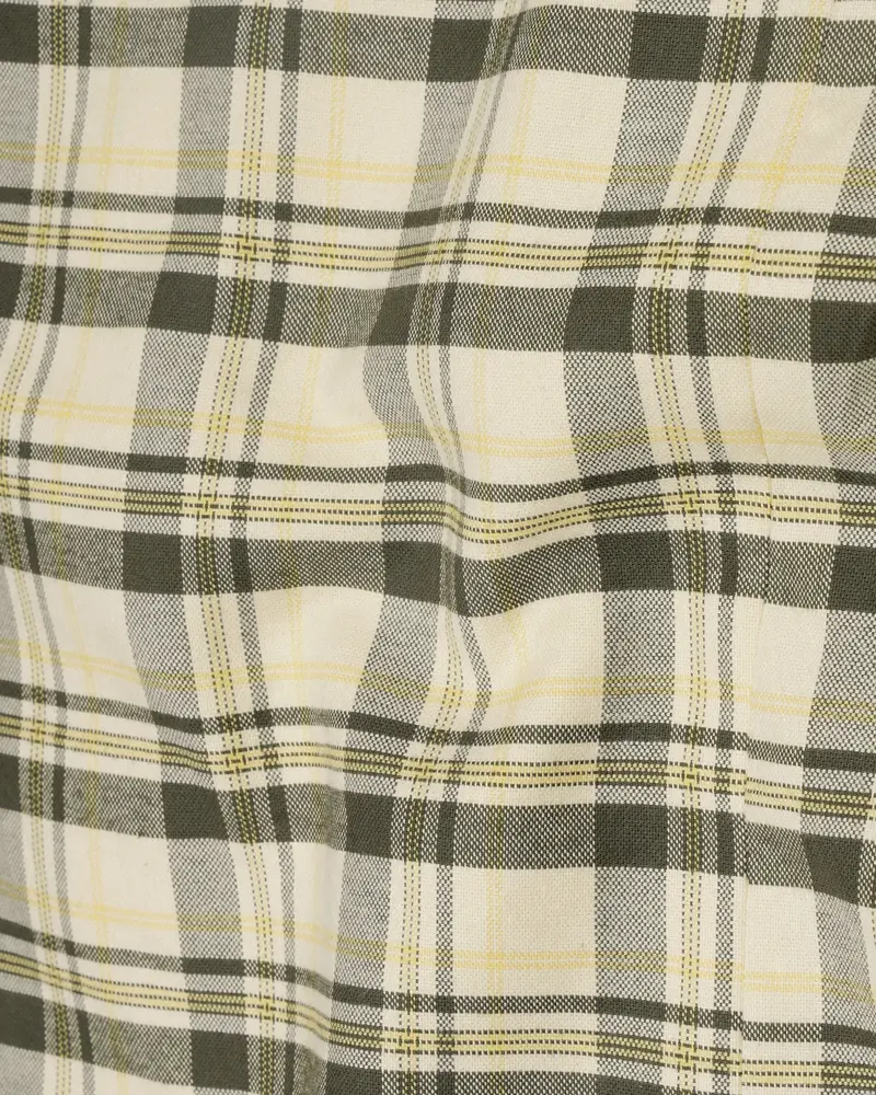 Wheatfield Cream With Taupe Green Plaid Premium Cotton With Belt Closure Designer Overcoat 3
